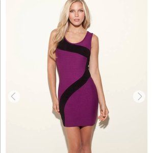 New Guess Sleeveless Checkerboard Black White Knit Stretch Bodycon Dress L